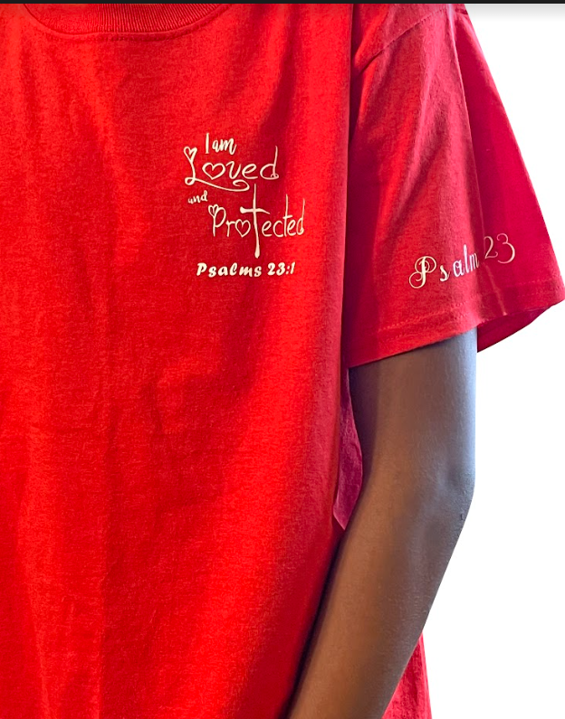 Red Pocket Tag - Loved and Protected